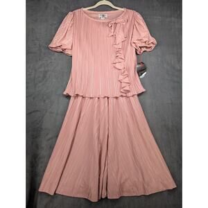 VTG 70s Discovery Fashions Dress Womens 10 Flowy Pink Ruffle NOS NWT